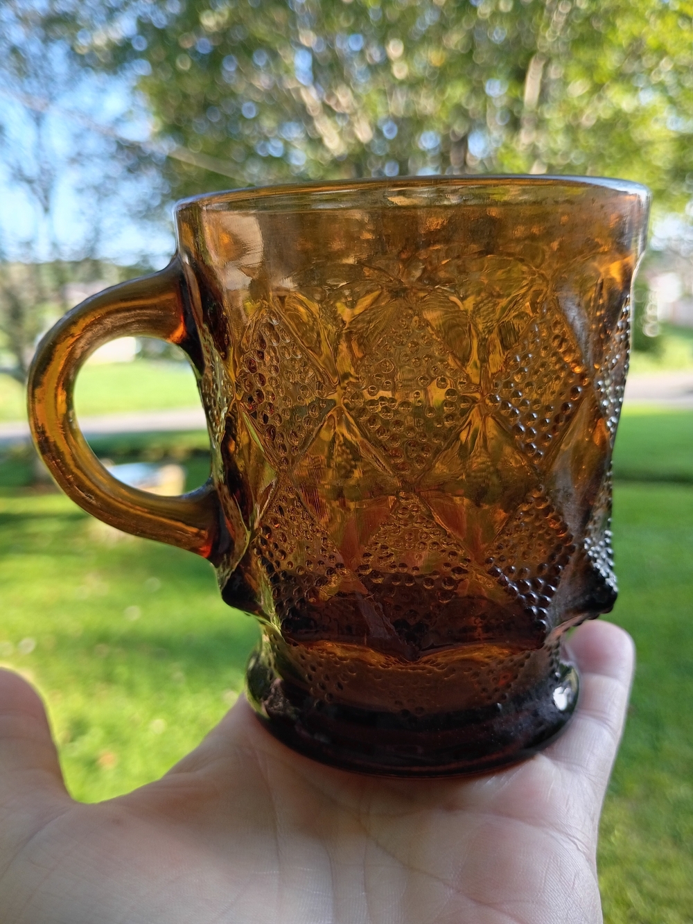 Vintage Anchor Hocking 1970's Kimberly Glass Mug Smokey Brown Mug